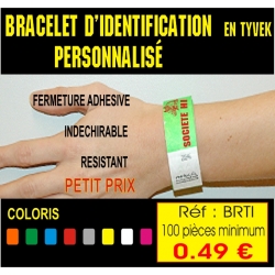 Réf. BRTI - Bracelets d'identification Tyvek avec inscription